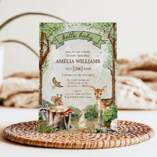 Invitation Bonjour Bébé Douce Fête de Naissance de Bébé Bois 
