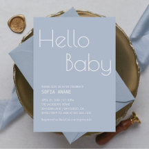 Bonjour Bébé Minimal Clean Blue Typographie Garçon