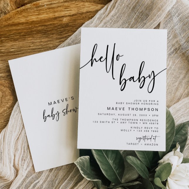 Invitation Bonjour bébé moderne classique Baby shower Invitat (Créateur téléchargé)