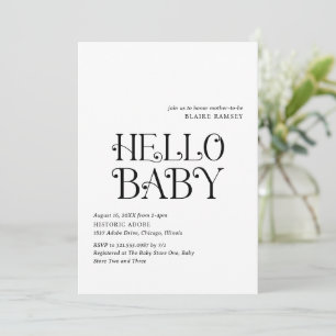 Invitation Bonjour bébé noir blanc Baby shower moderne