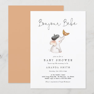 Invitation Bonjour Bebe Paris Baby shower français des élépha