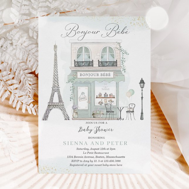 Invitation Bonjour Bébé Paris Baby shower parisien (Créateur téléchargé)