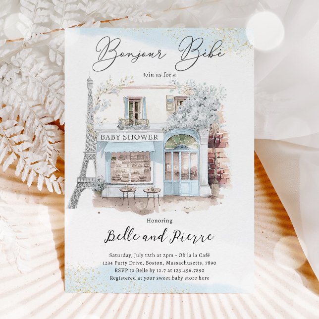 Invitation Bonjour Bébé Paris Baby shower parisien (Créateur téléchargé)