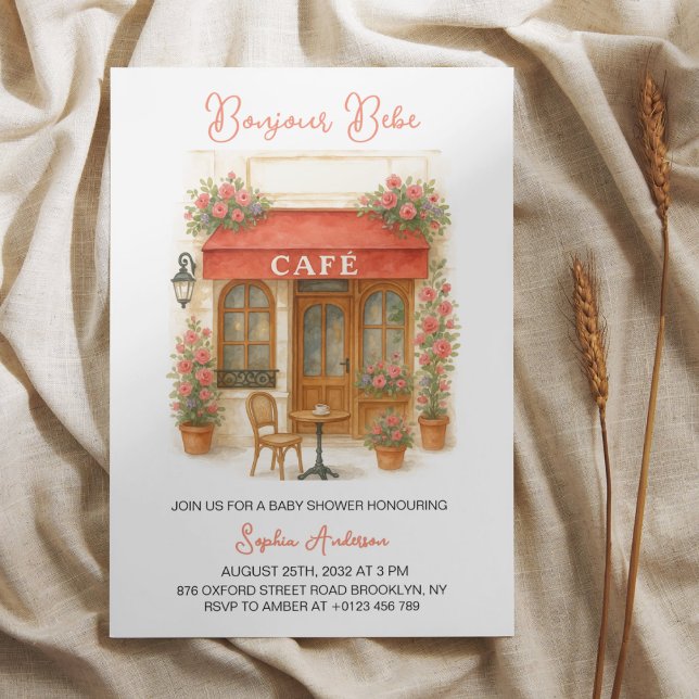 Invitation Bonjour Bebe Paris Café Baby shower (Créateur téléchargé)