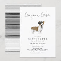 Bonjour Bebe Paris French Bulldog Baby shower Invi
