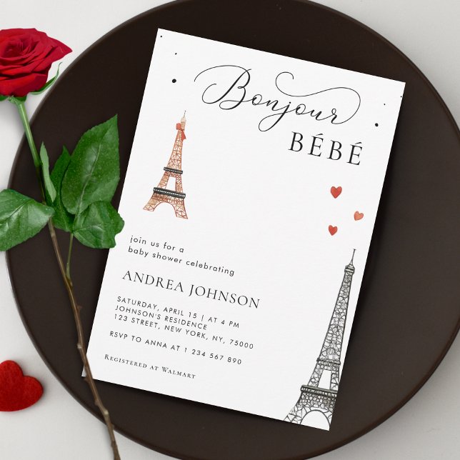 Invitation Bonjour Bébé Paris Genre Neutre Baby shower Chic (Créateur téléchargé)