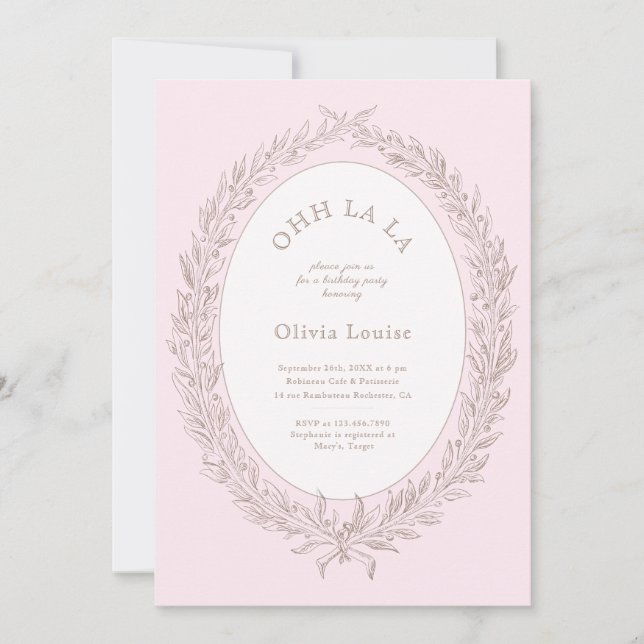 Invitation Bonjour Bebe Pâtisserie Française Anniversaire Fêt (Devant)