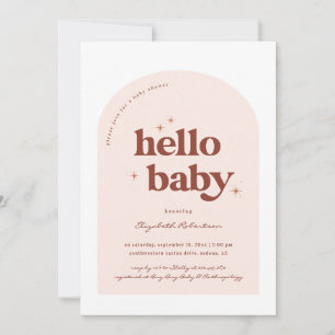 Invitation Bonjour bébé   Retro Baby shower rose et terre cui