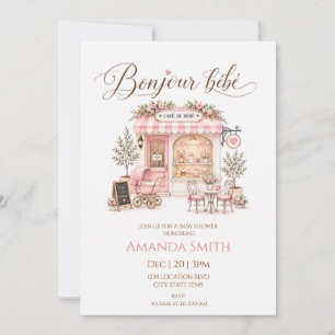 Invitation Bonjour Bébé Rose Café Baby Shower