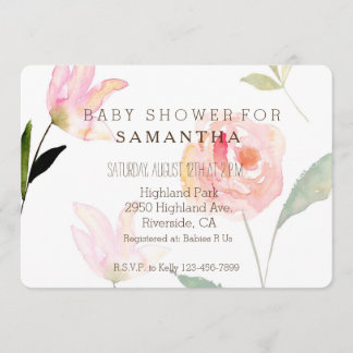 Invitation Bonjour belle aquarelle baby shower floral
