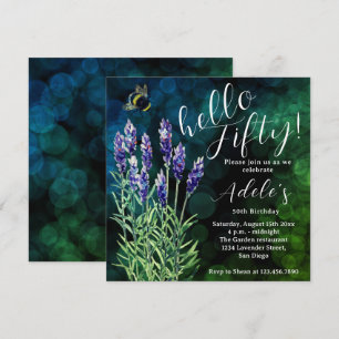 Invitation Bonjour cinquante, 50e anniversaire Lavender aquar