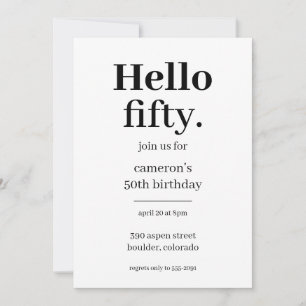 Invitation Bonjour Cinquante Chic Moderne 50e fête d'annivers