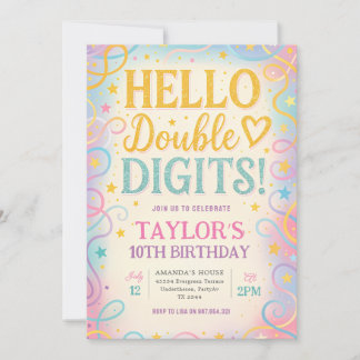 Invitation Bonjour Double Chiffres 10e Anniversaire