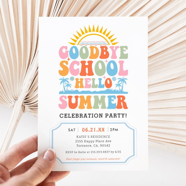 Invitation Bonjour fête de fin d'été à l'école (Créateur téléchargé)