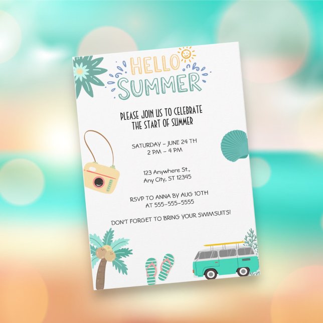 Invitation bonjour fête d'été  (Créateur téléchargé)