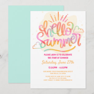 Invitation Bonjour fête d'été, Dernière journée de l'école, f