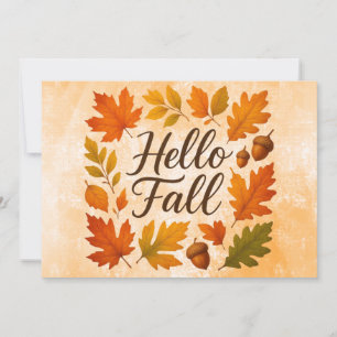 Invitation Bonjour feuilles d'automne et glands