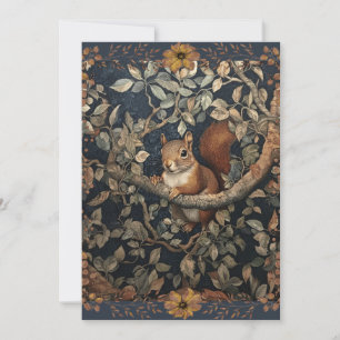 Invitation Bonjour Il y a un écureuil rouge dans un arbre