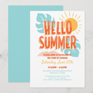 Invitation Bonjour l'été, fête de fin d'année scolaire, fête 