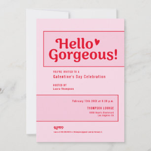 Invitation Bonjour Magnifique Fête de Galentine Rose Rouge lu