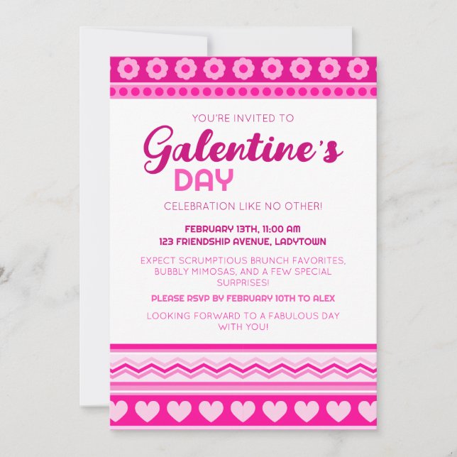 Invitation Bonjour Magnifique Saint-Galentin Coeurs roses mig (Devant)