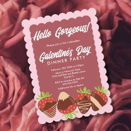 Invitation Bonjour magnifiques fraises Galentine's Day