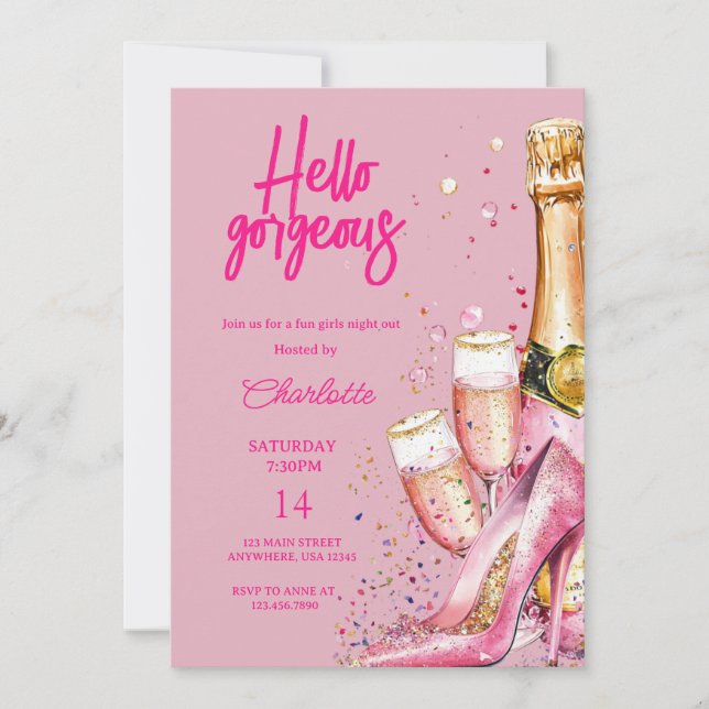 Invitation Bonjour merveilleuse Parties scintillant de la Sai (Devant)
