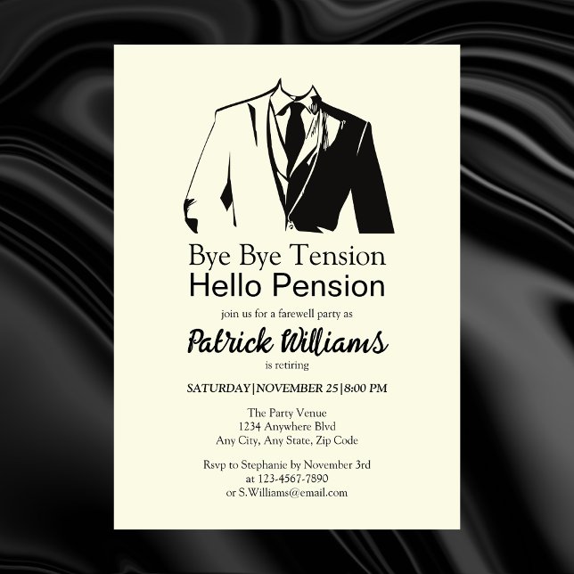 Invitation Bonjour Pension Formal Corporate Hommes retraite (Créateur téléchargé)