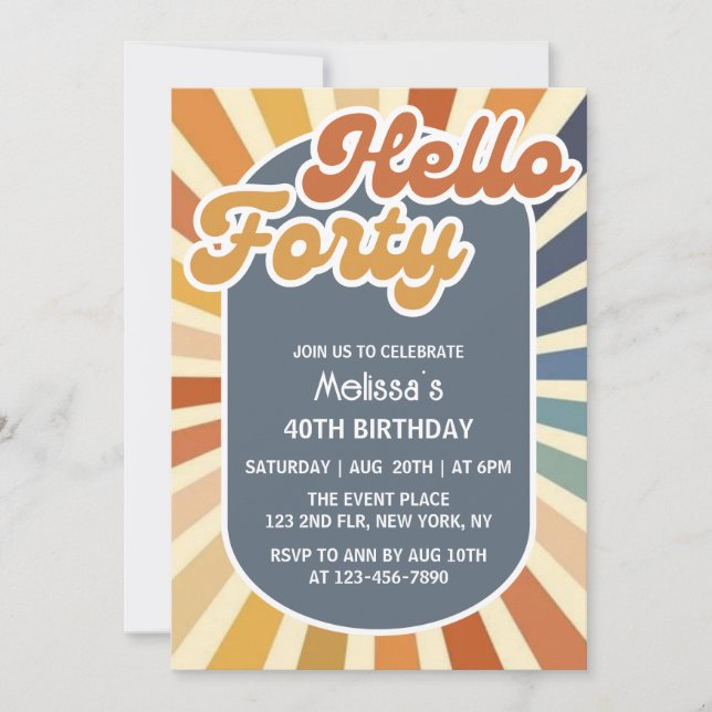 Invitation Bonjour Quarty Retro Sun Super Wave Anniversaire (Devant)