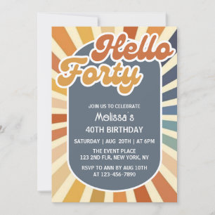 Invitation Bonjour Quarty Retro Sun Super Wave Anniversaire