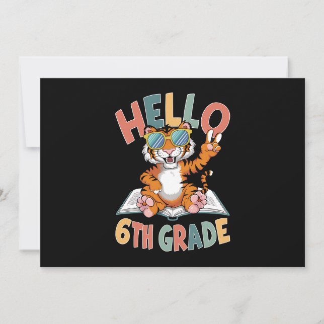 Invitation Bonjour sixième année amoureux des tigres retour à (Devant)
