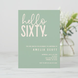 Invitation Bonjour Soixante-60e anniversaire Sage moderne min