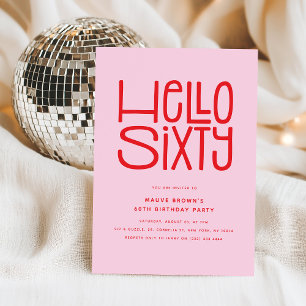 Invitation BONJOUR SOIXANTE Anniversaire Moderne 60 ans