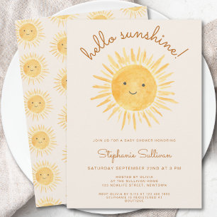 Invitation Bonjour Sunshine Genre Neutre Baby shower Boho
