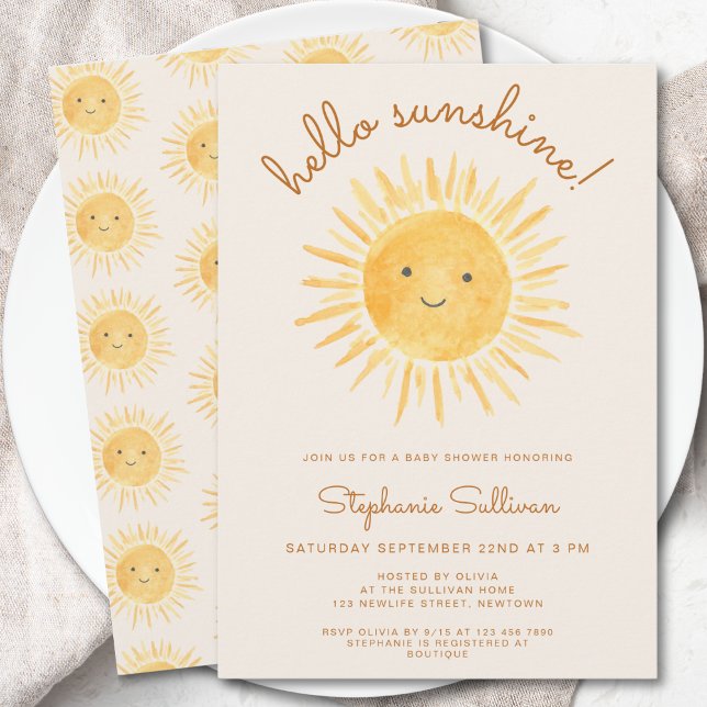 Invitation Bonjour Sunshine Genre Neutre Baby shower Boho (Créateur téléchargé)