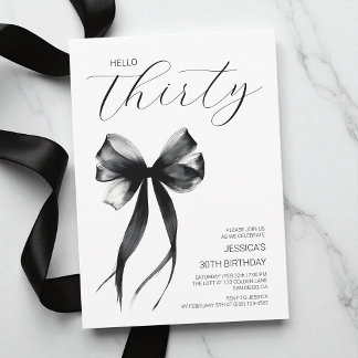 Invitation Bonjour Trente Nœud Noir et Blanc 30e Anniversaire