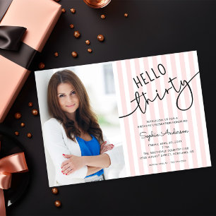Invitation Bonjour Trente Photo De Script Moderne 30e Anniver
