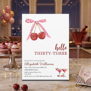 Invitation Bonjour Trente-Trois Cherry Martini Fête d'anniver