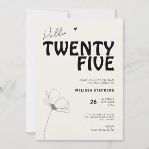Invitation Bonjour Twenty Five Bold Typography 25e Anniversai