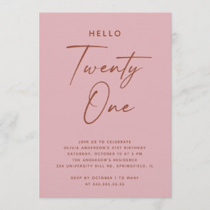 Invitation Bonjour Vingt-et-Un Rose Poussiéreuse Rose 21e A