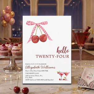 Invitation Bonjour Vingt-Quatre Fête d'anniversaire Cherry Ma