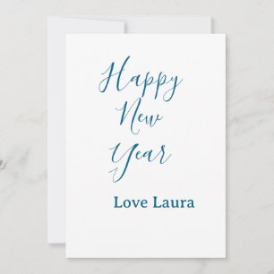 Invitation Bonne année ajouter nom amour bleu simple minimal