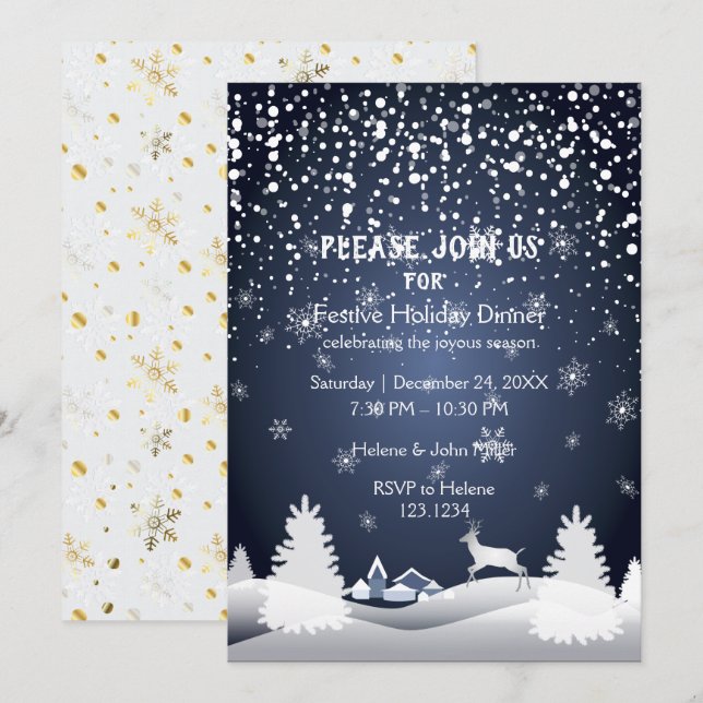 Invitation Bonne année et fête de Noël (Devant / Derrière)