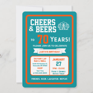 Invitation Bonne fête au bar sportif, cheers et bières pour 7