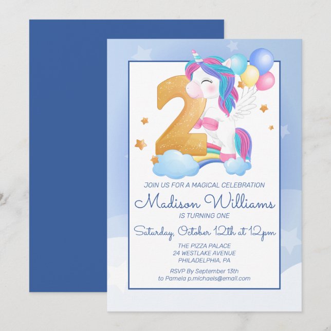 Invitation Bonne fête d'anniversaire | 2ème anniversaire Past (Devant / Derrière)