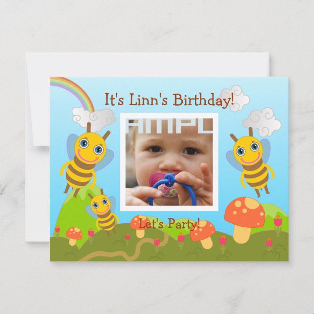 Invitation Bonne fête d'anniversaire avec des abeilles amical (Devant)