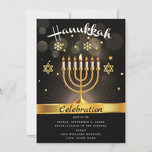 Invitation Bonne fête de fête Hanoukka (Devant)