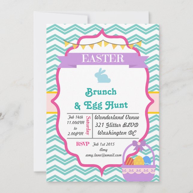 Invitation Bonne fête de Pâques et de chasse aux oeufs (Devant)