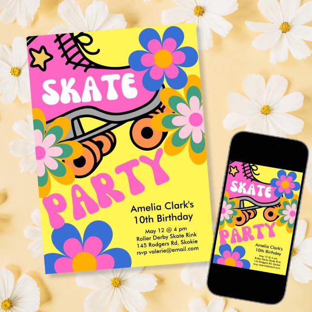 Invitation Bonne fête de patinage (Créateur téléchargé)