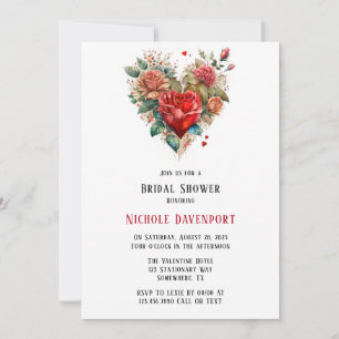 Invitation Bonne Fête des mariées Vintage Rose de Valentine